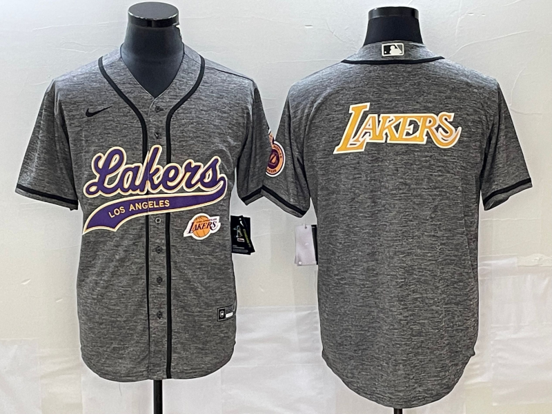 Nike 2023 Men Los Angeles Lakers Blank Grey NBA Jersey style 4